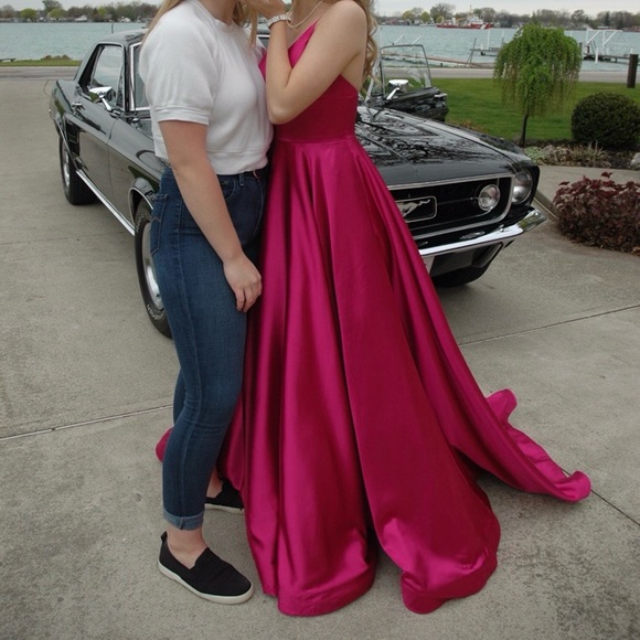 Fushsia Sherri Hills Prom Dress - Picture 3 of 3